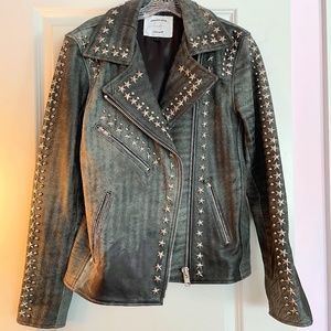 Free People studded leather biker jacket